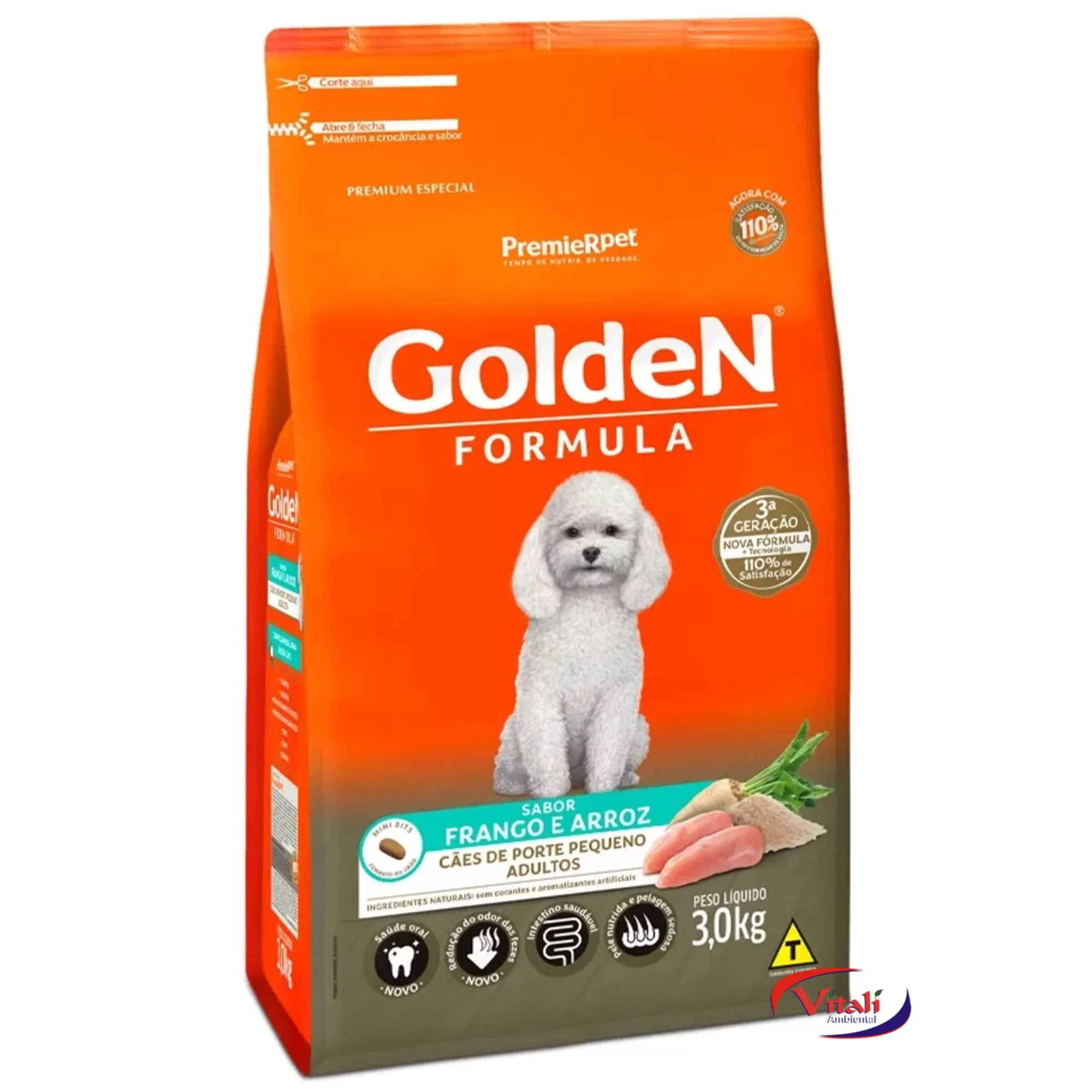 Ração Golden Fórmula Cães Adultos Pequeno Porte Frango 3Kg