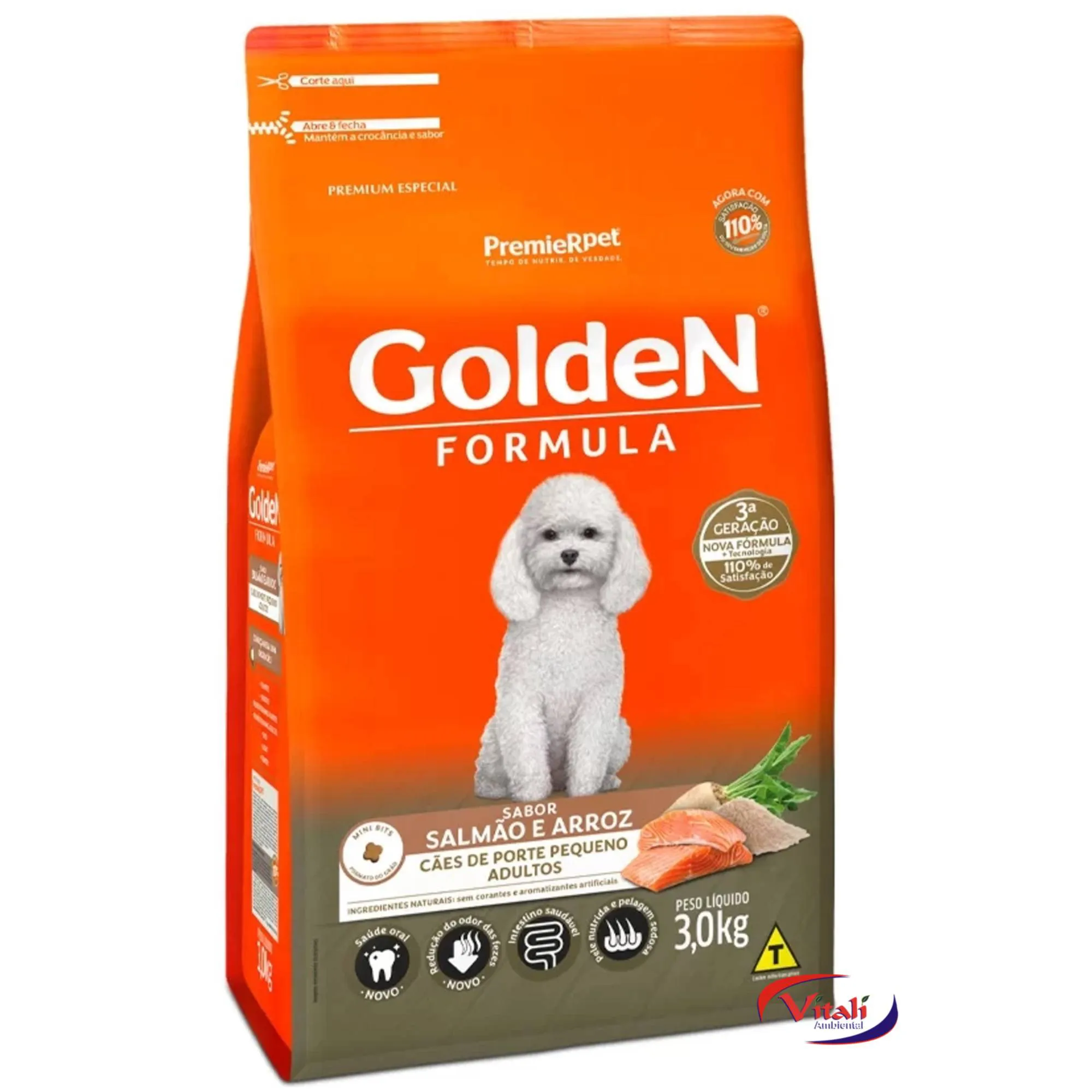 Ração Golden Fórmula Cães Adultos Pequeno Porte Salmão 3Kg