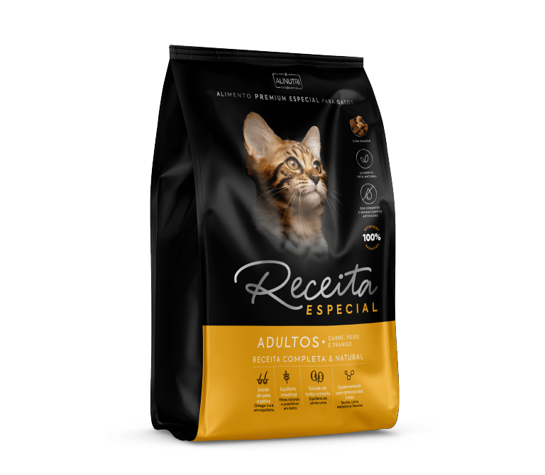 Ração Receita Especial Gatos Adultos Sabor Carne, Peixe e Frango 10KG