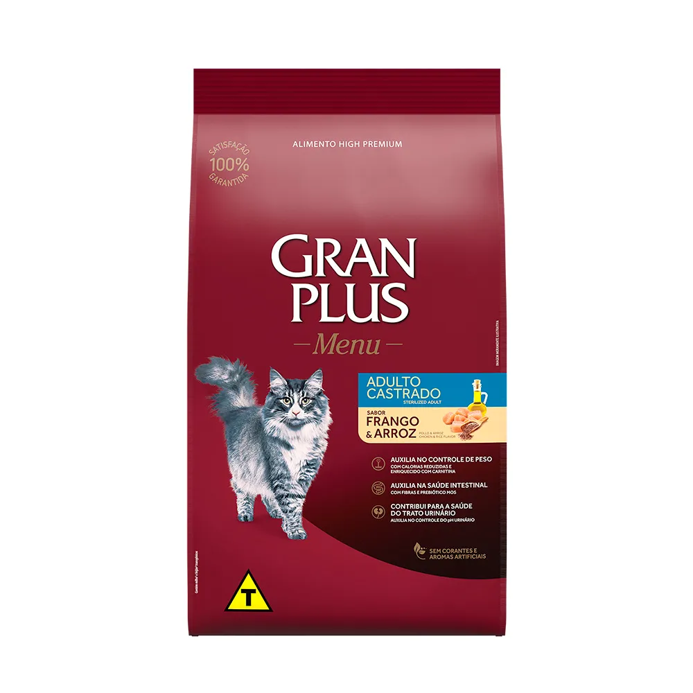 Gran Plus Gatos Castrados Sabor Frango e Arroz 10Kg