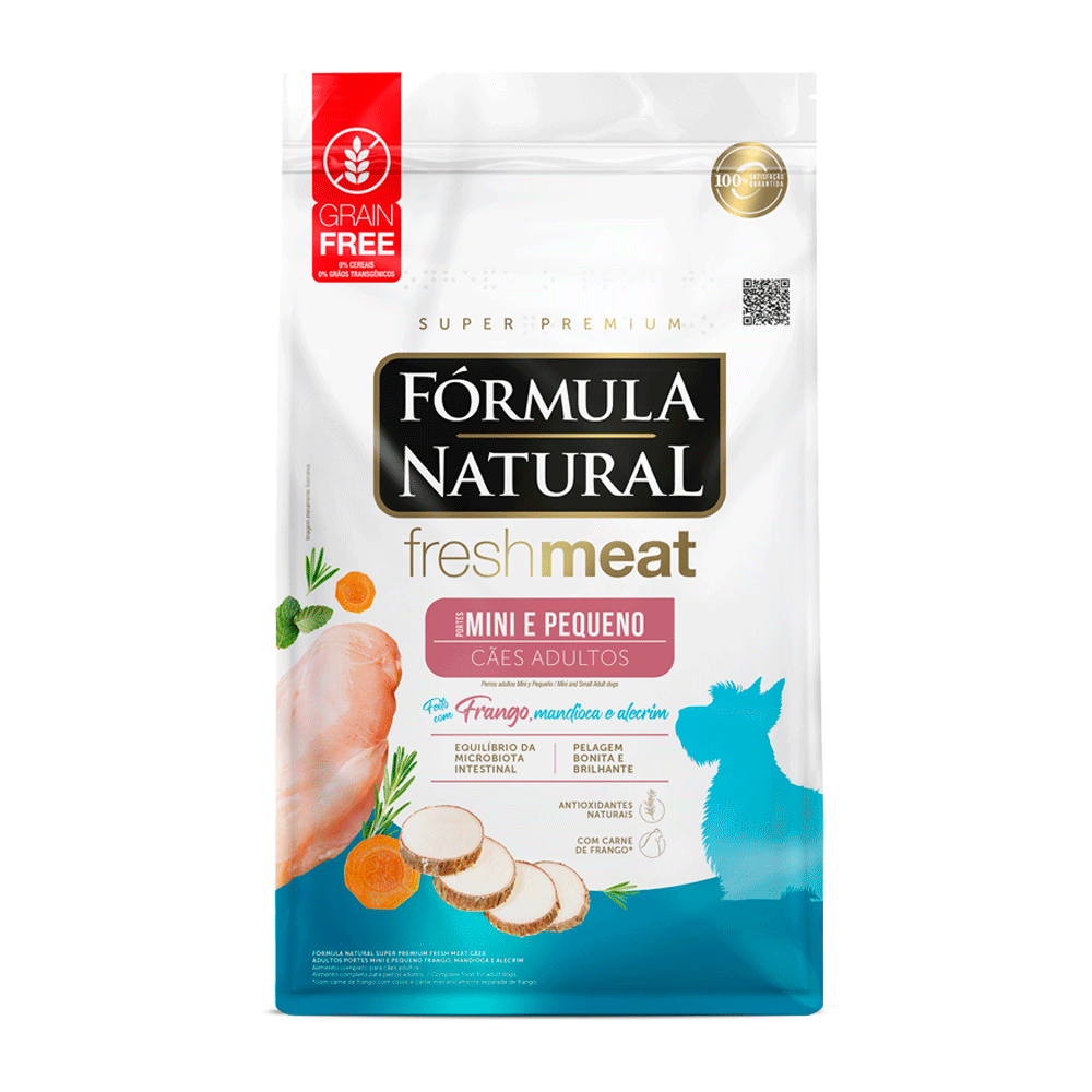 Ração Fórmula Natural Fresh Meat para Cães Adulto Mini e Pequeno Porte 10Kg - Frango, Mandioca e Alecrim