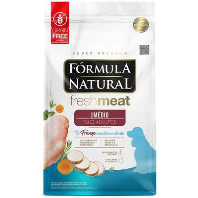 Ração Fórmula Natural Fresh Meat Cães Adulto Médio Porte 12Kg - Frango, Mandioca e Cúrcuma