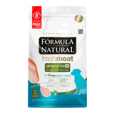 Ração Fórmula Natural Fresh Meat Controle de Peso Adultos Médio e Grande Porte 12kg - Sabor Frango, Abóbora e Cúrcuma 