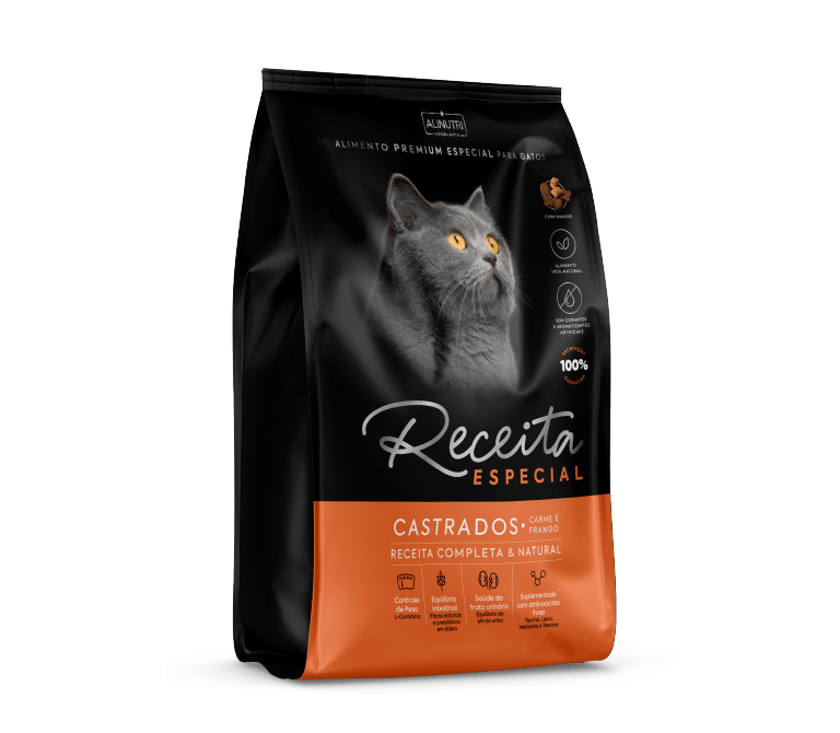 Ração Receita Especial Gatos Castrados Sabor Carne e Frango 10Kg