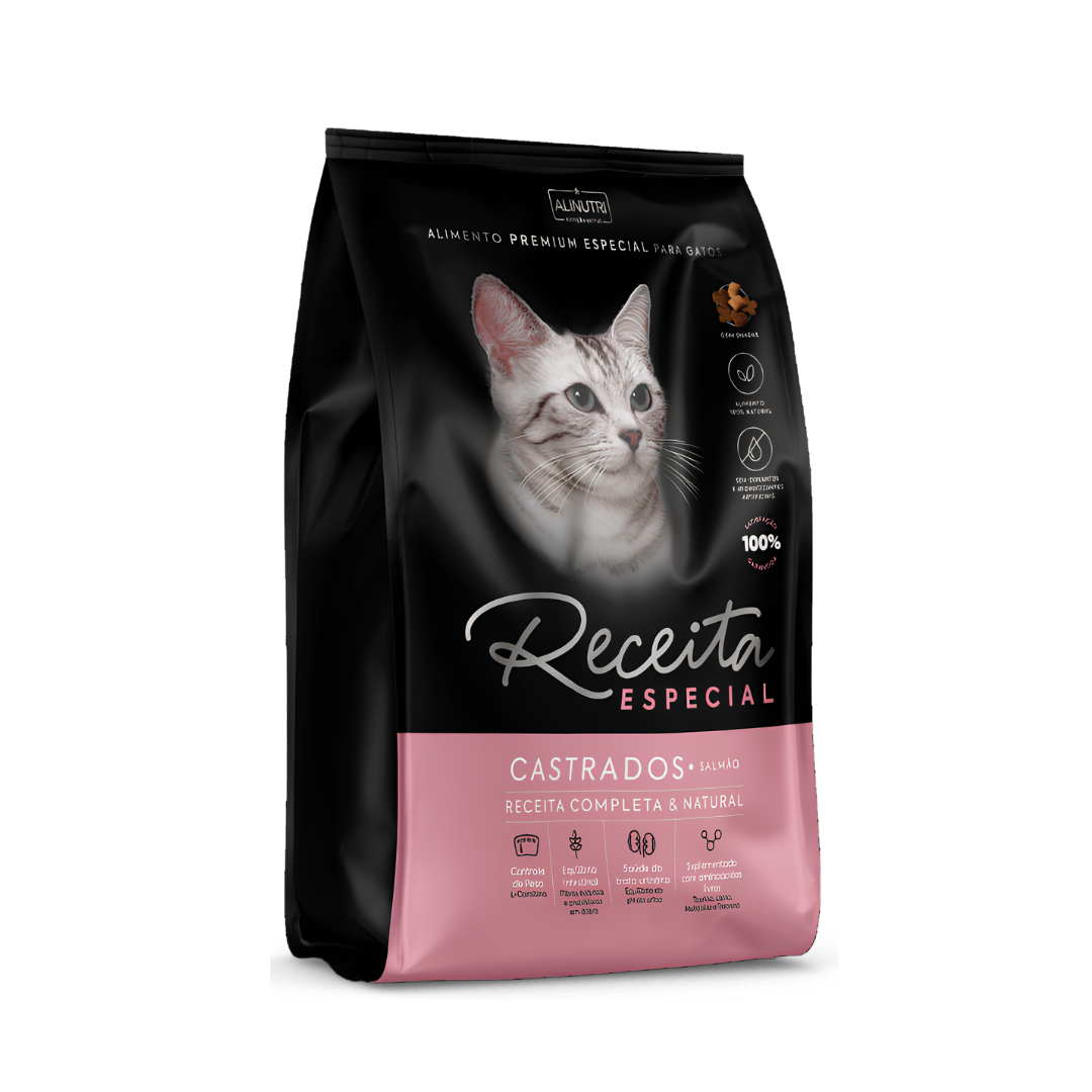 Ração Receita Especial Gatos Castrados Sabor Salmão 10Kg