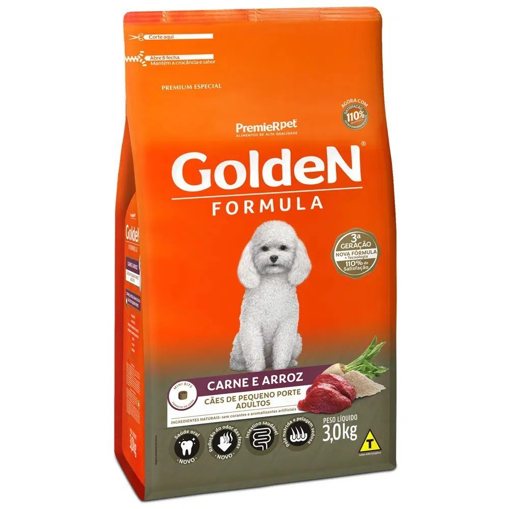 Ração Golden Fórmula Cães Adultos Pequeno Porte Carne 3Kg