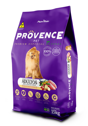 Ração Provence Cães Mini e Pequeno Porte Frango 10,1Kg - Frango, Batata Doce,  Aveia e Linhaça